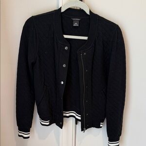 Club Monaco Black Quilted Bomber Jacket